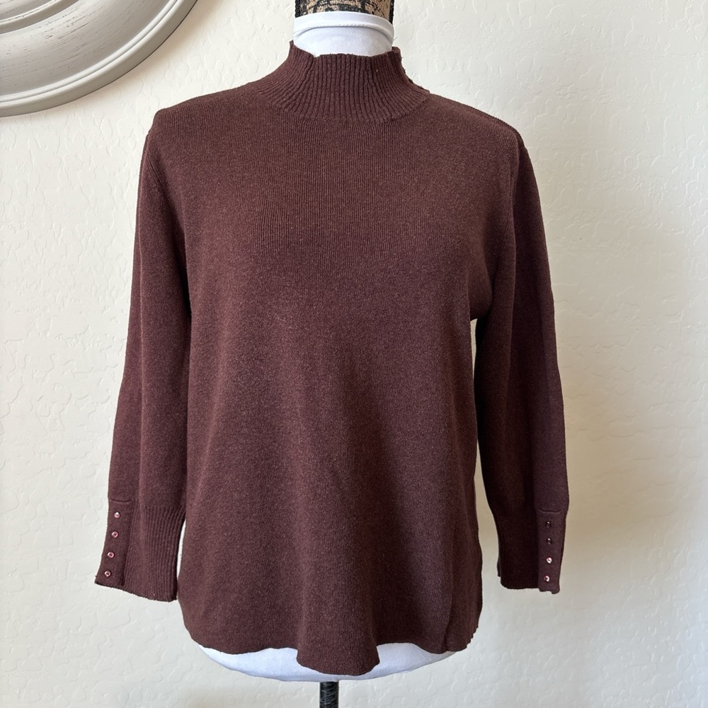Coldwater Creek wool blend brown Knit Sweater. L